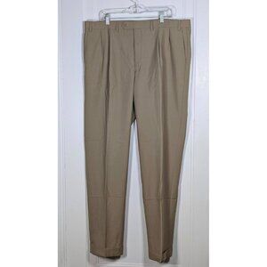 Lauren Ralph Lauren Pleated Cuffed Straight Leg Pants Mens 40x34 Beige Tan Khaki